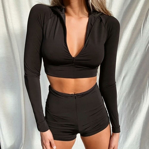 Seamless Black Yoga Set Women Gym Clothes Fashion Long Sleeve Zipper