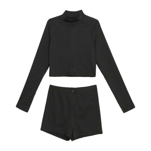 Seamless Black Yoga Set Women Gym Clothes Fashion Long Sleeve Zipper