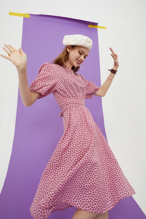 Love Print Casual Midi Holiday Dresses Women,Summer Vintage Short