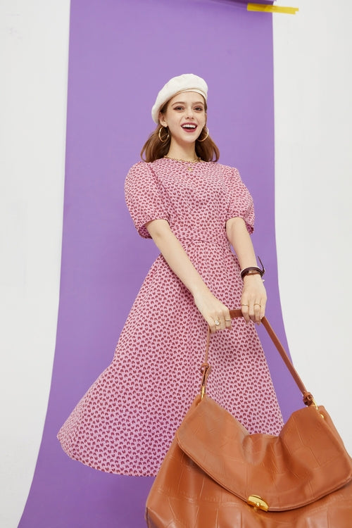 Love Print Casual Midi Holiday Dresses Women,Summer Vintage Short