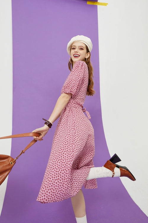 Love Print Casual Midi Holiday Dresses Women,Summer Vintage Short